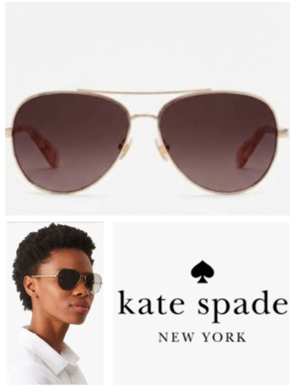 NEW! Kate♠️spade varese 52mm gradient pilot sunglasses